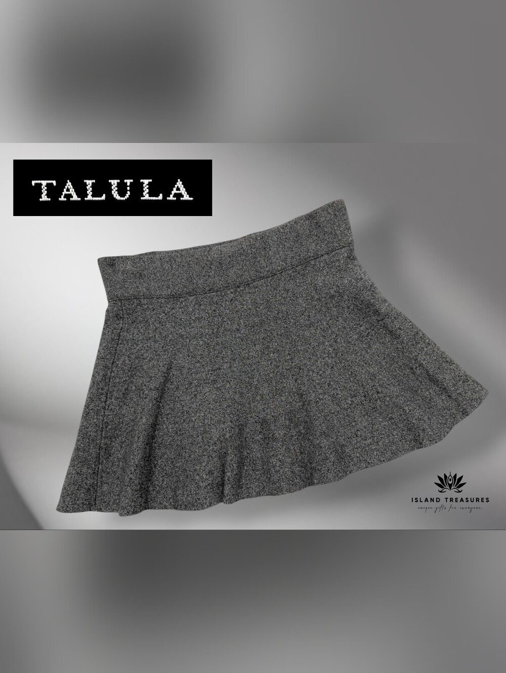 Talula Aritzia Skater Skirt Sz Small Grey&Black 100% Cotton Playfull Flared Mini